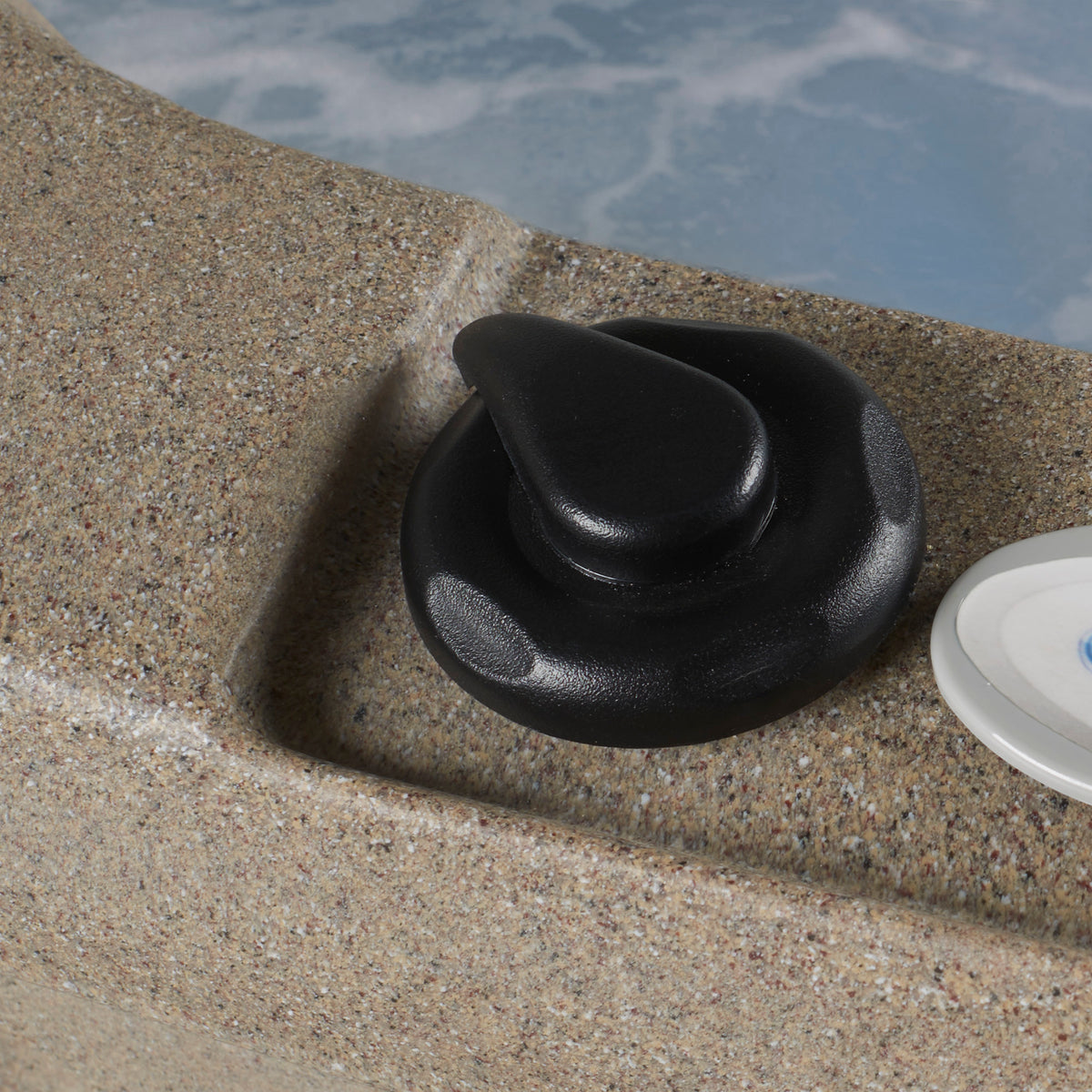 Close-up of air control knob on a hot tub