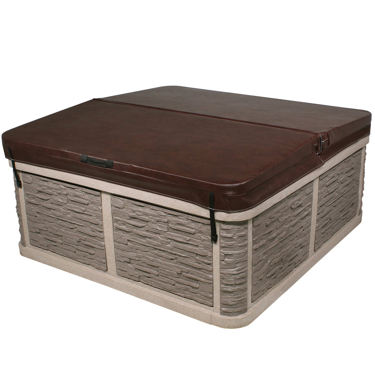 Hot tub with a brown cover on a white background