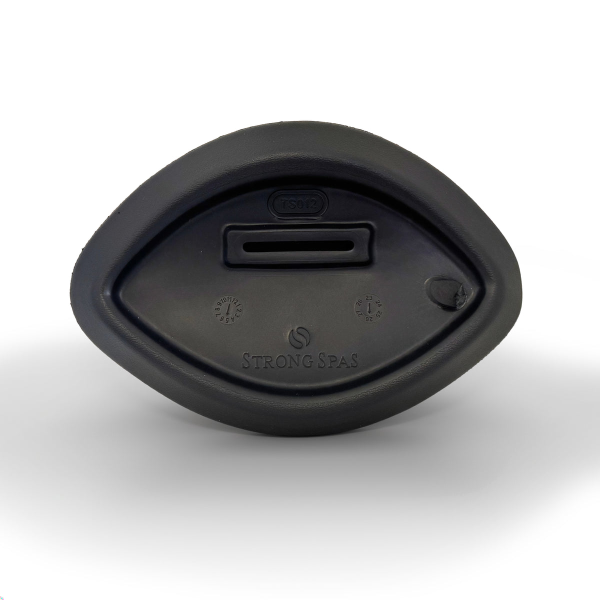 Back side of black spa pillow with slot on white background