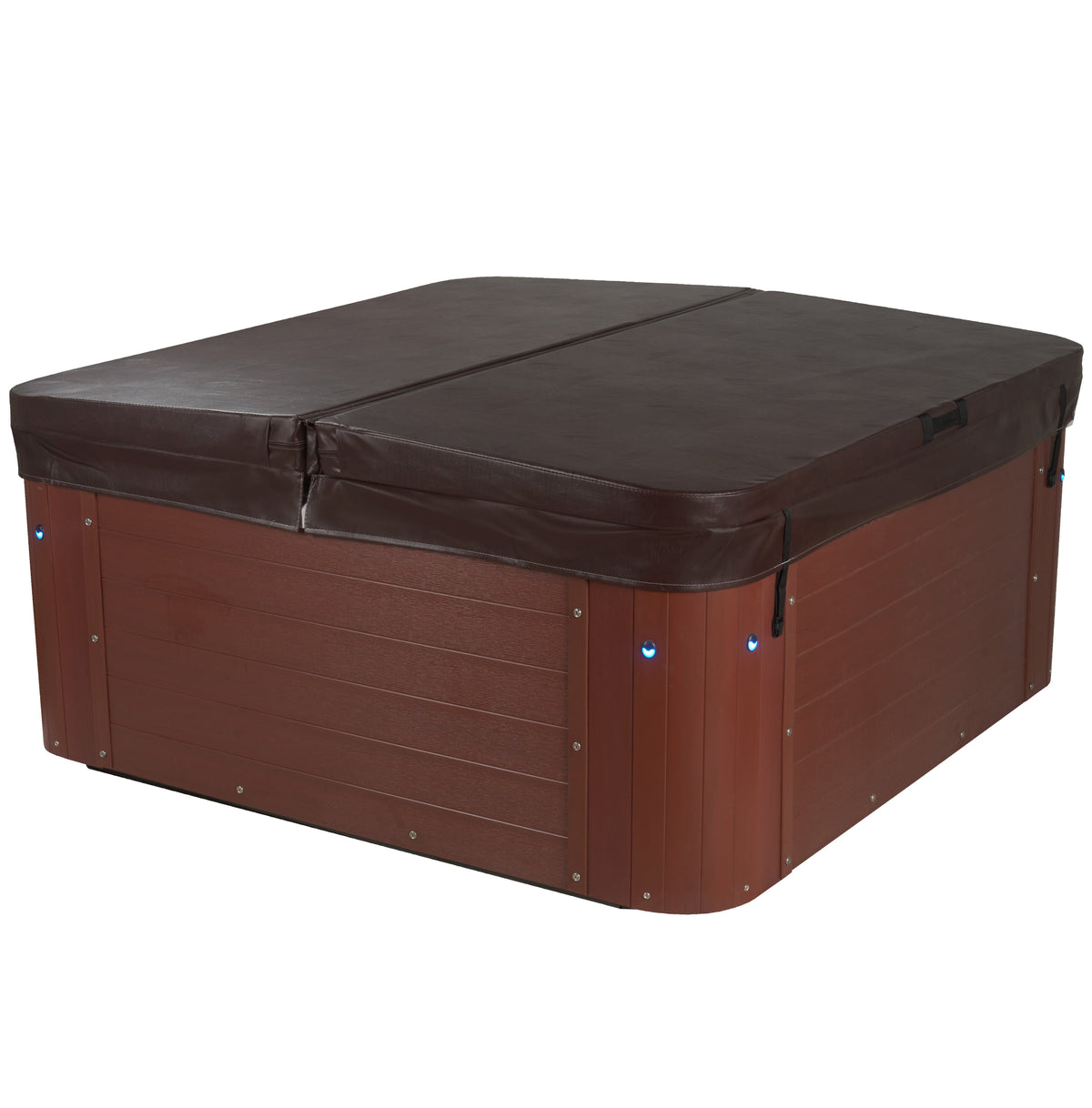 Brown hot tub cover on a white background