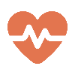 An orange heart icon with a white heartbeat line inside, centered on a light gray background.