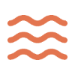 A digital graphic showing three horizontal wavy orange lines on a solid white background.