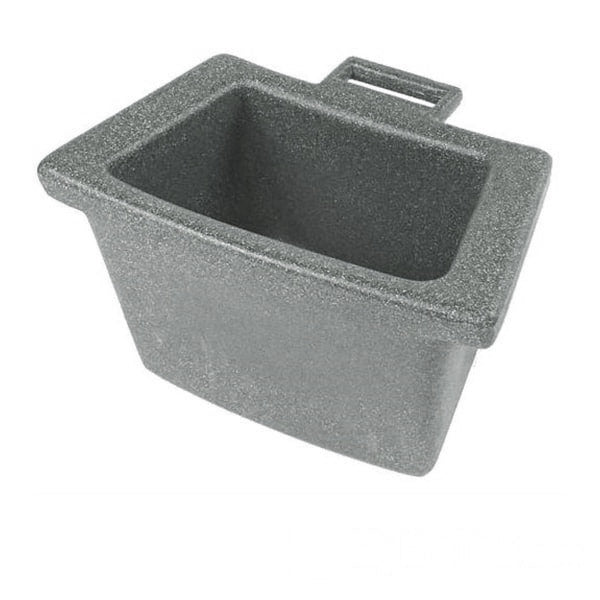 A rectangular gray resin ice bucket spa accessory