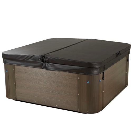Hot tub with a black cover on a white background
