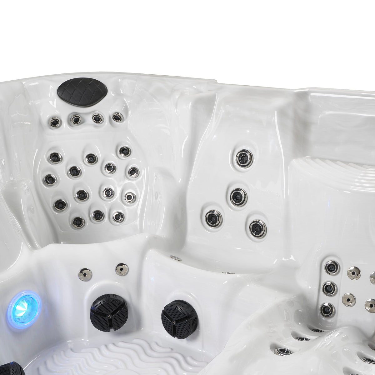 Close-up of a hot tub with hydro massage jetsl.