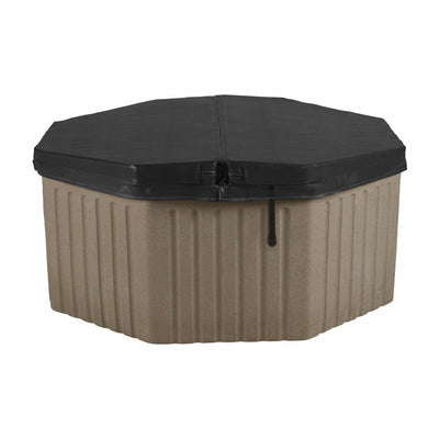 tan resin spa with black cover on white background #color_cobblestone