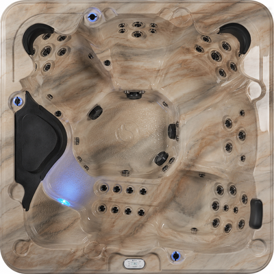 Hot tub with multiple jets and a glowing light inside