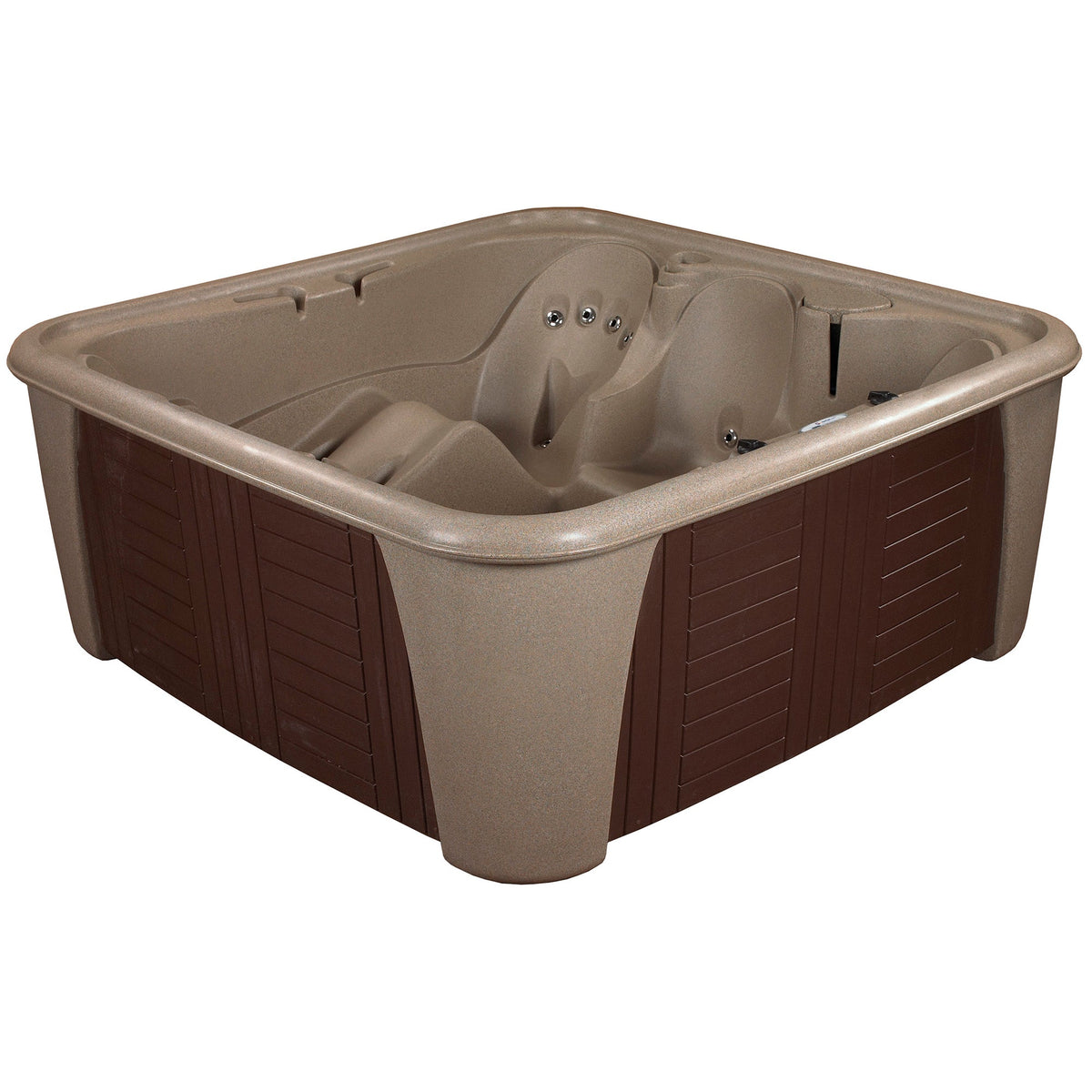 Beige and brown hot tub on a white background