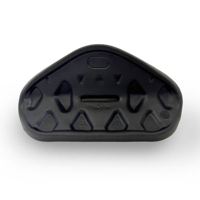 Back side of black spa pillow with slot and diamond pattern on white background
