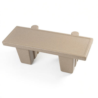 A tan rectangular plastic  hot tub tray with two short cylindrical posts extending upward from the top surface, shown on a plain white background.