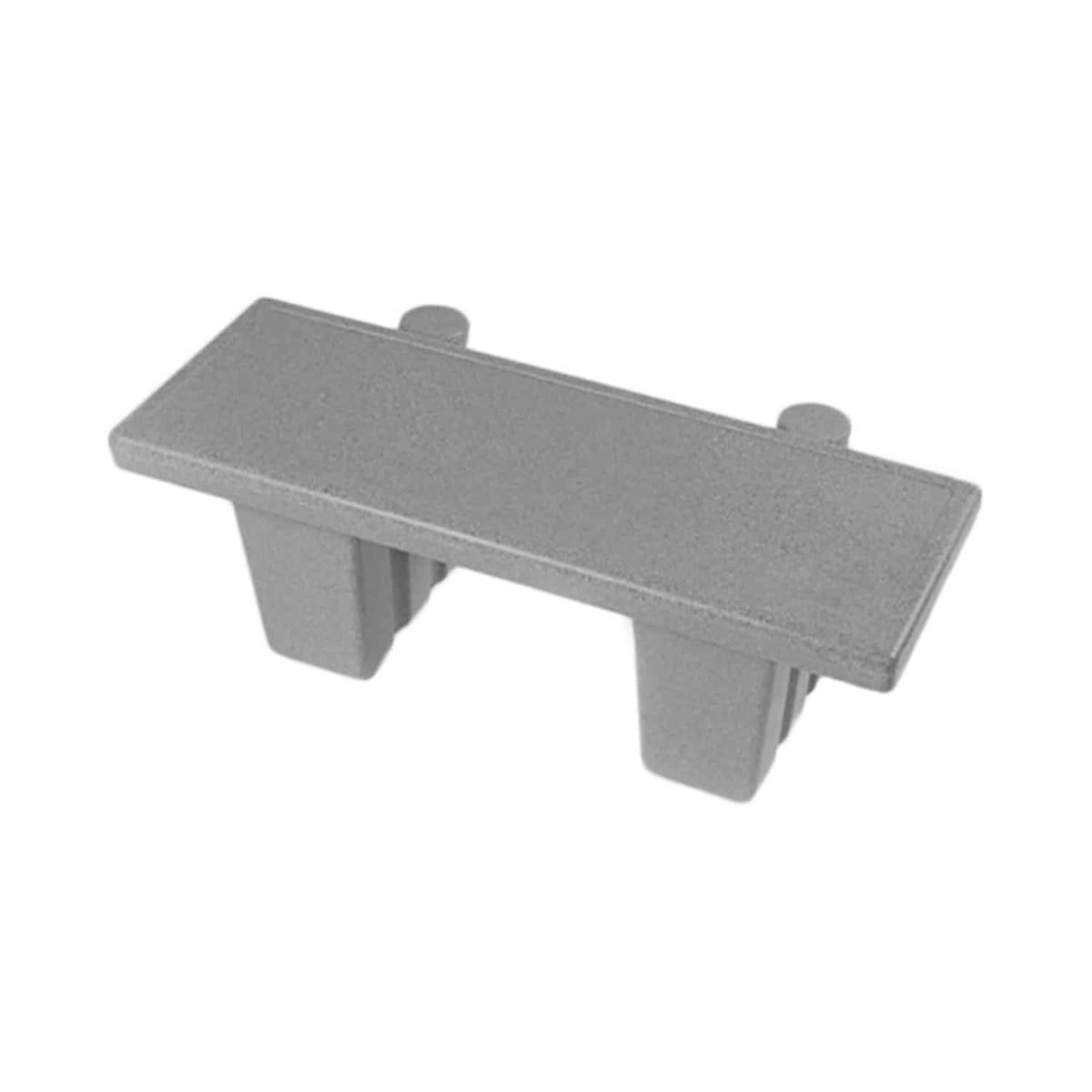 A gray rectangular plastic  hot tub tray with two short cylindrical posts extending upward from the top surface, shown on a plain white background.
