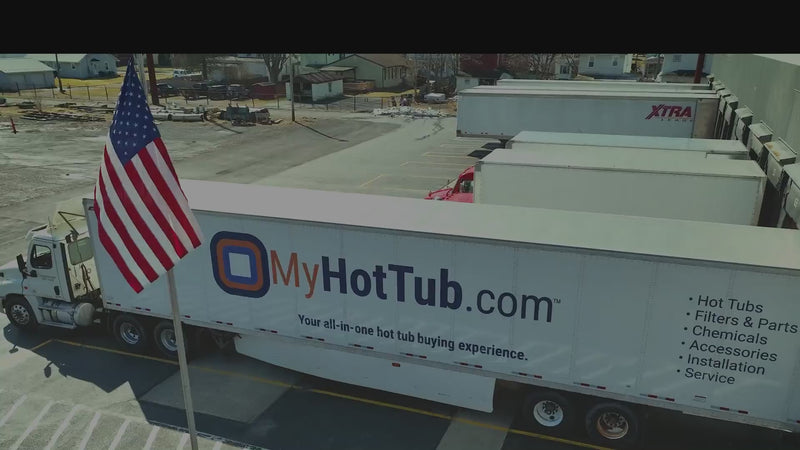 footage of myhottub truck, American flag
