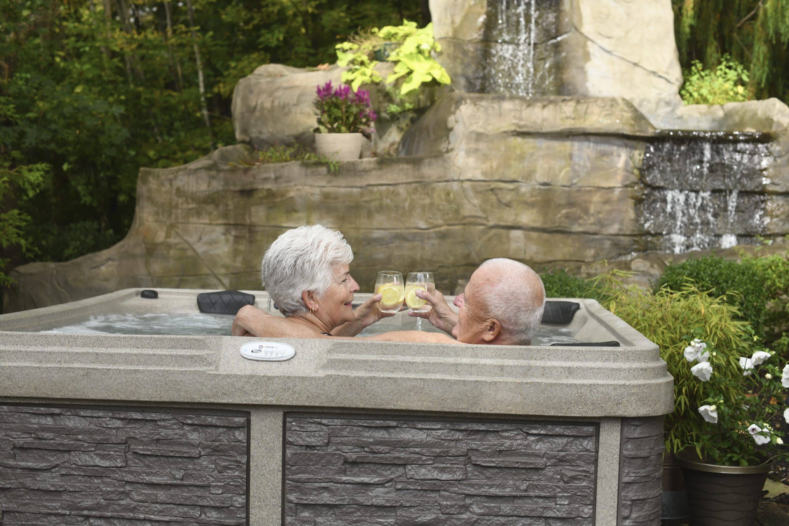 Couple enjoying their MyHotTub spa.