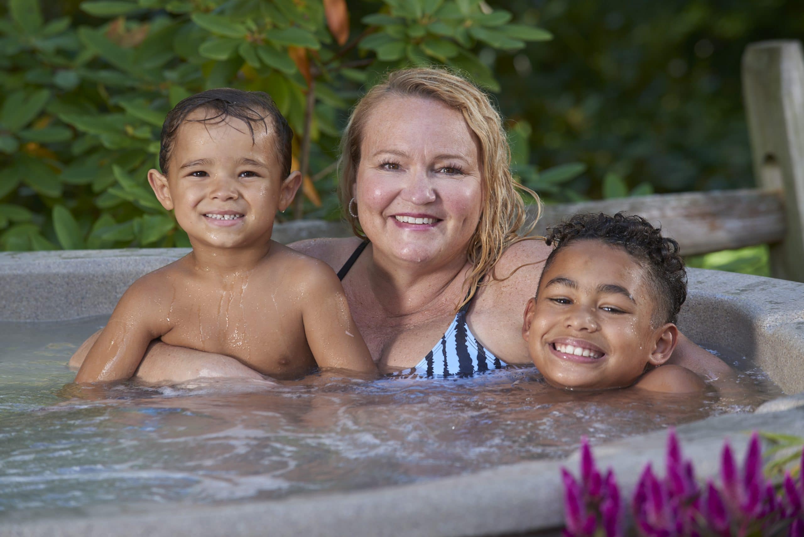 Family enjoying their spa