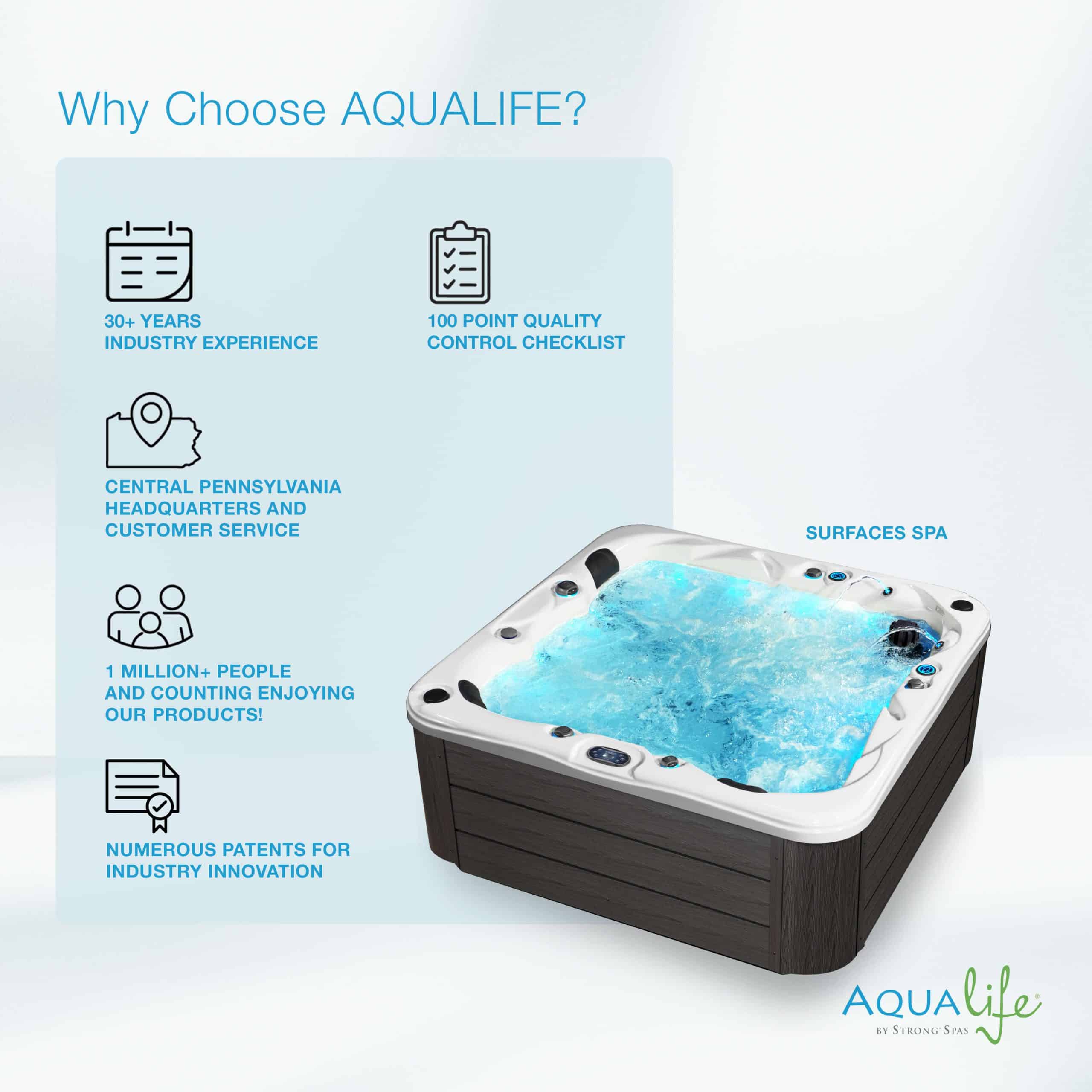 Surfaces™ 36 Jet, 3-4 Person Double Lounger Hot Tub Spa with Bluetooth Stereo & Ozone 13 Surfaces™ 36 Jet, 3-4 Person Double Lounger Hot Tub Spa with Bluetooth Stereo & Ozone 13