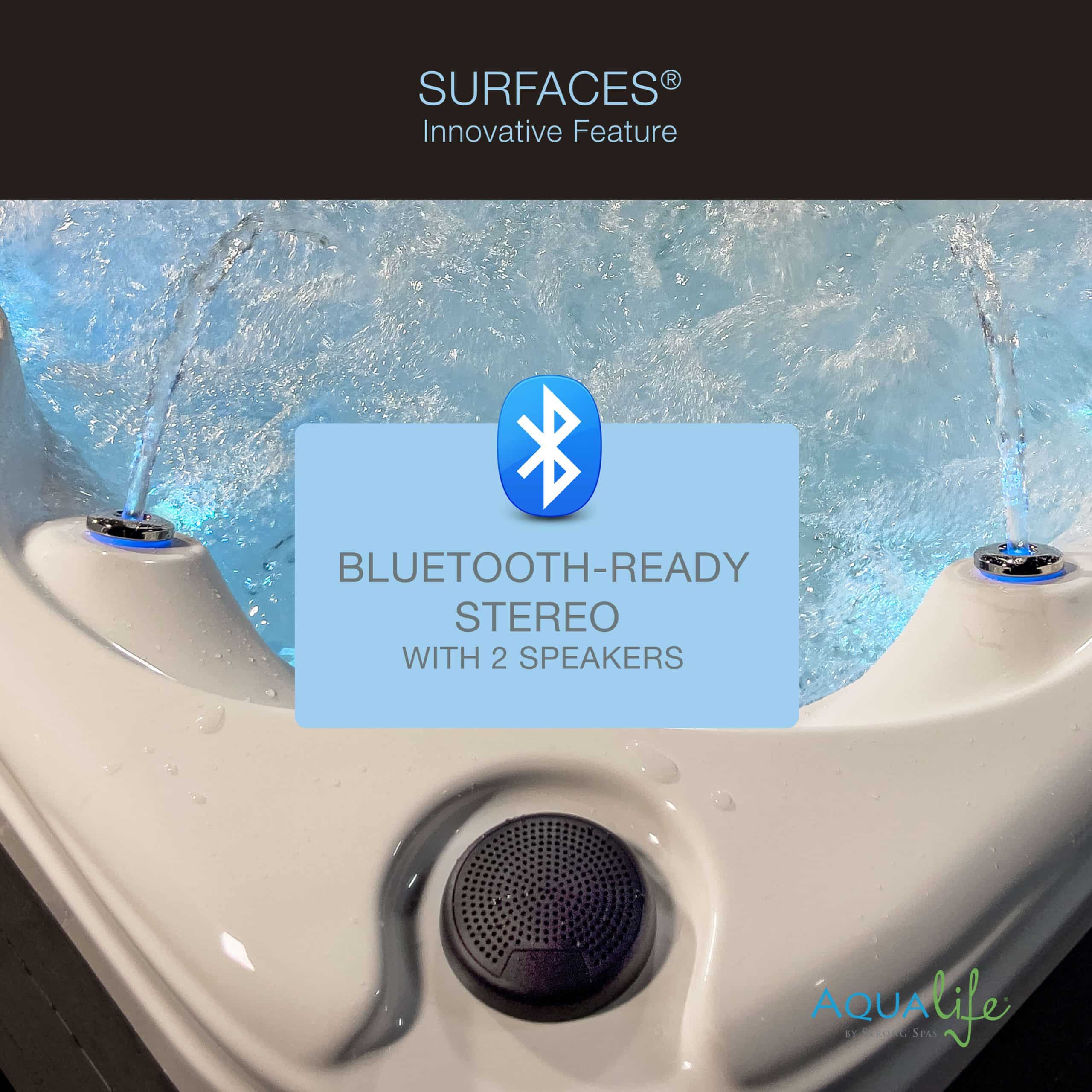 Surfaces™ 36 Jet, 3-4 Person Double Lounger Hot Tub Spa with Bluetooth Stereo & Ozone 7 Surfaces™ 36 Jet, 3-4 Person Double Lounger Hot Tub Spa with Bluetooth Stereo & Ozone 7