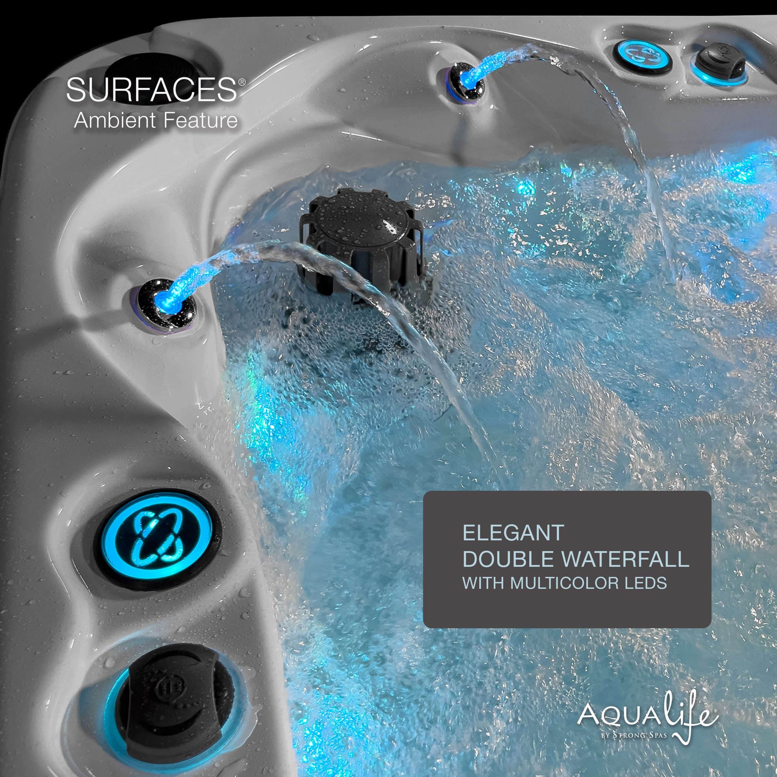 Surfaces™ 36 Jet, 3-4 Person Double Lounger Hot Tub Spa with Bluetooth Stereo & Ozone 8 Surfaces™ 36 Jet, 3-4 Person Double Lounger Hot Tub Spa with Bluetooth Stereo & Ozone 8